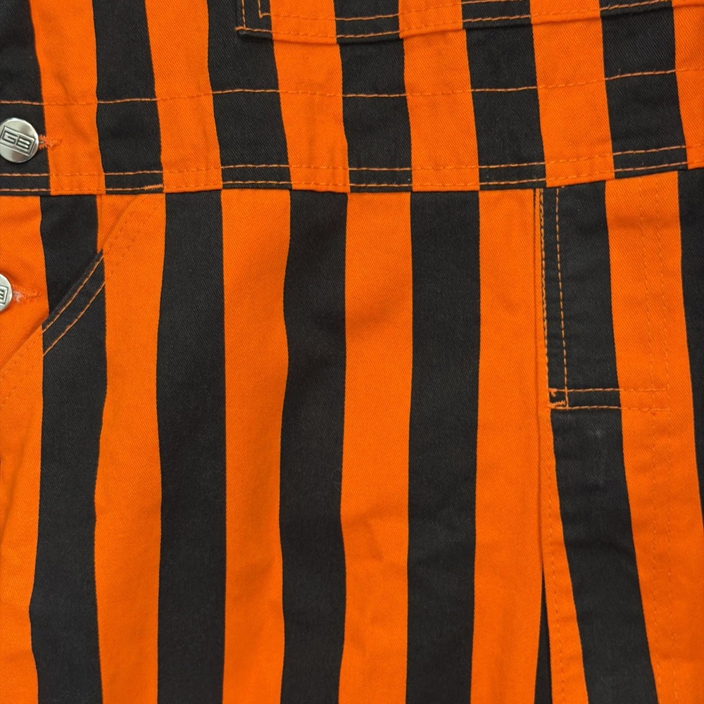 Game Bibs Adult Orange/Black College Stripes Overalls Large - Picture 4 of 14